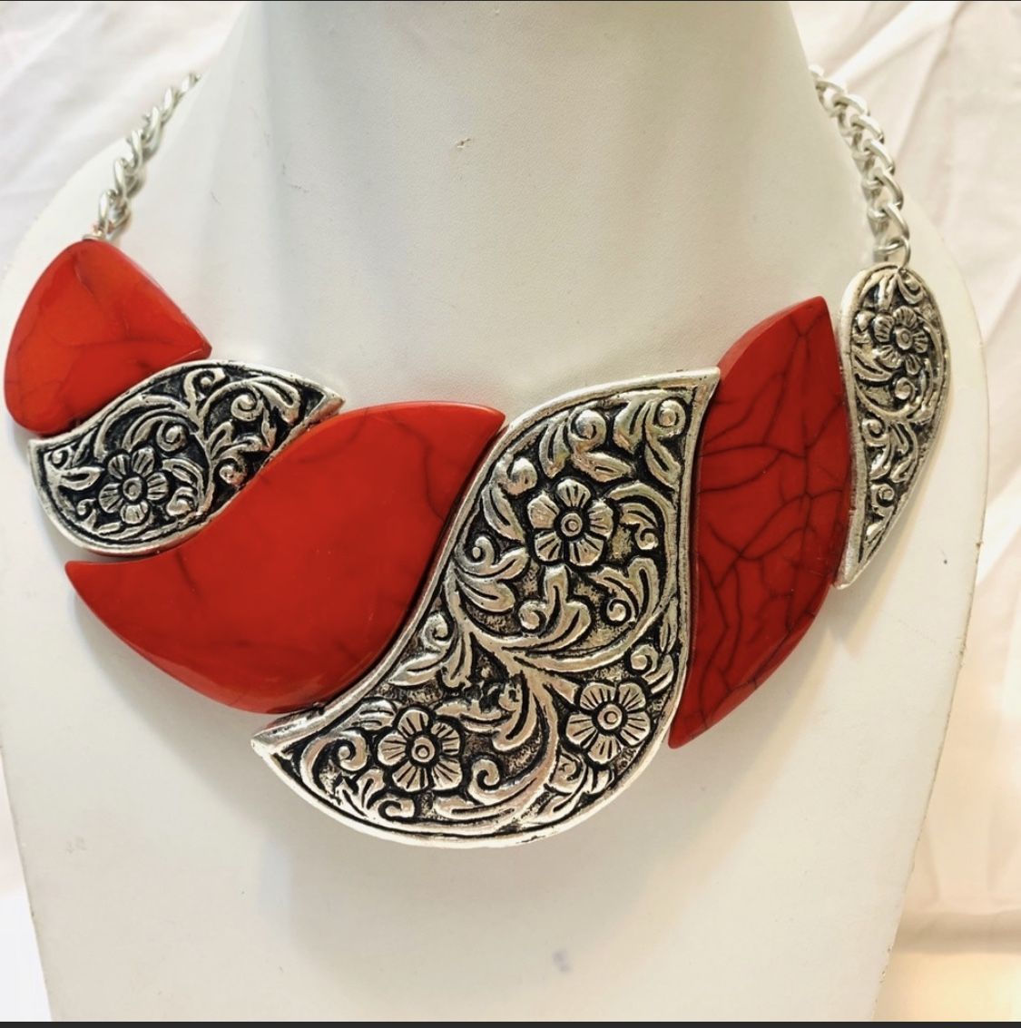 Coral Color Choker Necklace