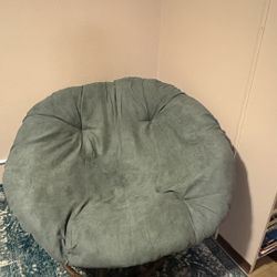 42” Papasan Chair W/ Wood Base (cadet Blue/gray)