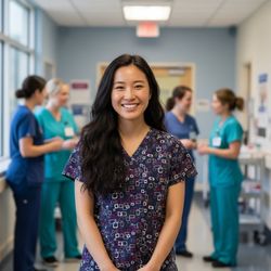 💜 Fun Print Dickies Scrub Top - Size Small 💜