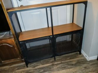 Black Metal With Mesh Doors Cabinet Display Shelve