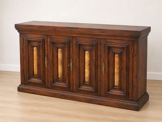 Large Vintage Solid Wood Sideboard Credenza Cabinet 80” – Mediterranean / Old World Style