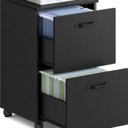 VASAGLE 2-Drawer File Cabinet, Small Rolling Filing Cabinet for Home Office, Printer Stand, for A4, Letter-Size Documents, 15.7 x 16.5 x 27.6 Inches, 