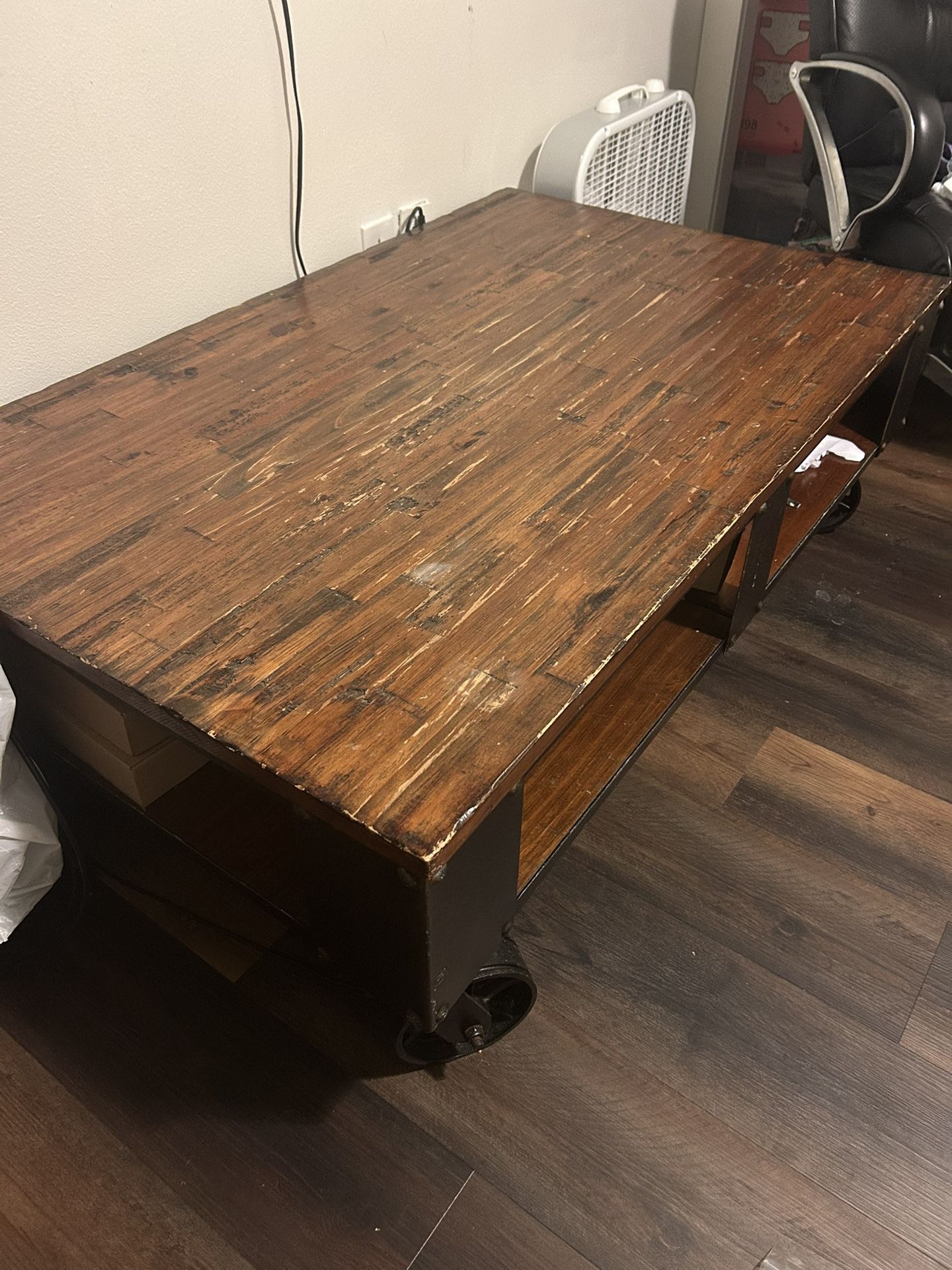 Industrial Style Game Coffee Table W/wheels