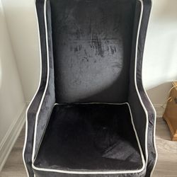 A Set Of Two Black Velvet Chairs 