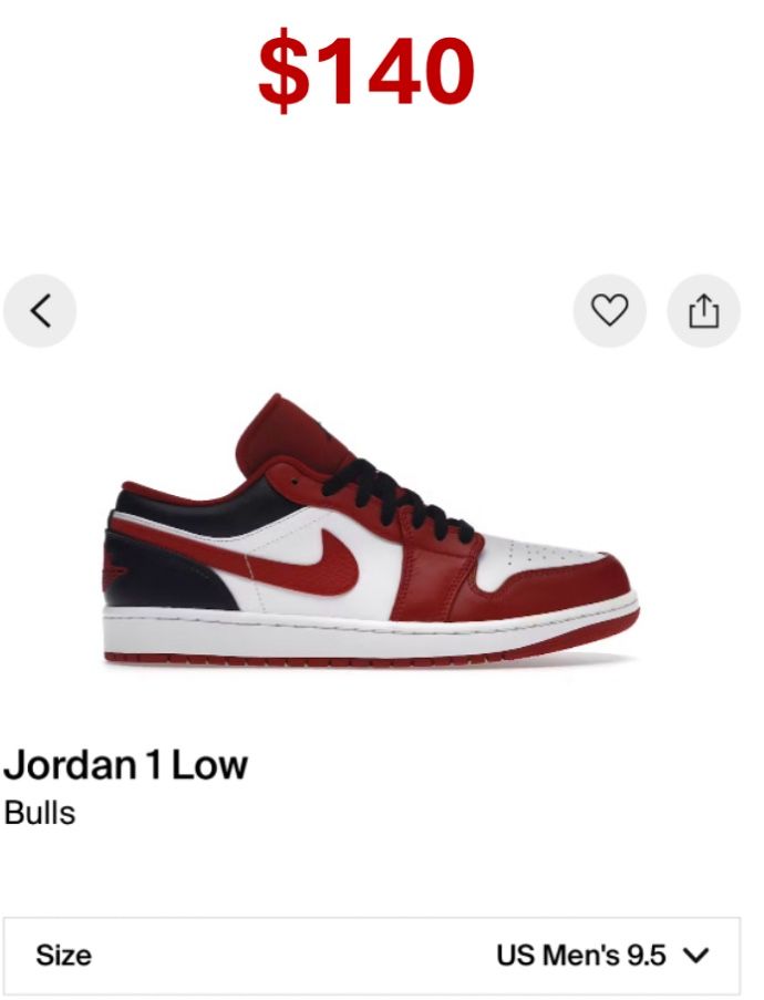 Jordan 1 Low Bulls (9.5)