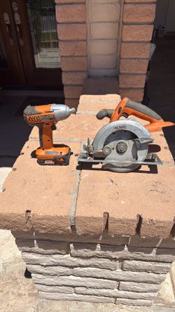 Ridged saw and impact drill with one battery