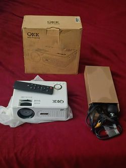 OKK light weight mini projector with an Apollo 8' - 10' screen with built in tripod included.