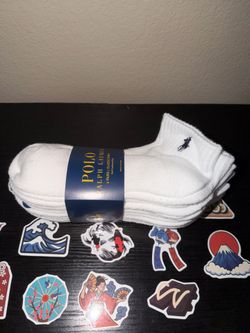 Polo Ralph Lauren Men's Low Cut Athletic Logo Socks, White 6 Pairs Size 10-13