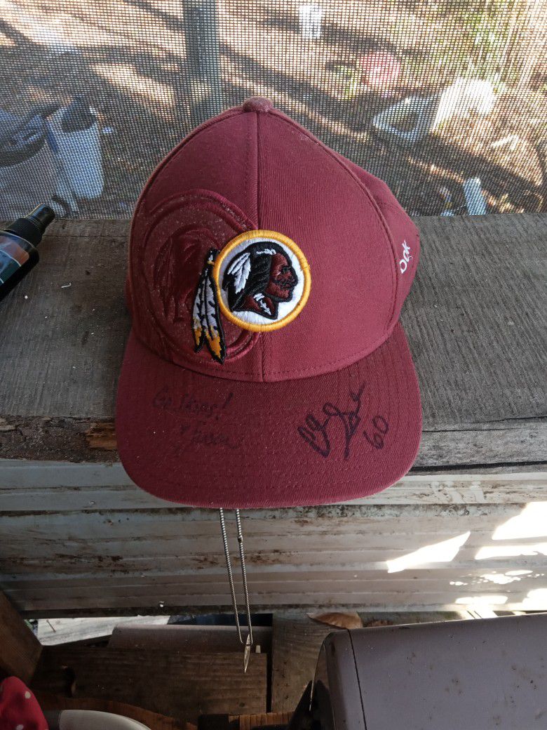 Signed Washington Redskins Hat By Number 60