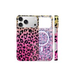 Sparkle Translucent Clear Pink Cheetah Leopard Print Case iPhone 17 Pro Max