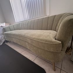 Chic Green Sofa With Brass Leg Finish 