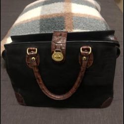 Title Brahmin vintage black brown leather satchel Handbag