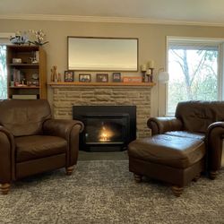 Leather Chairs And Ottoman 