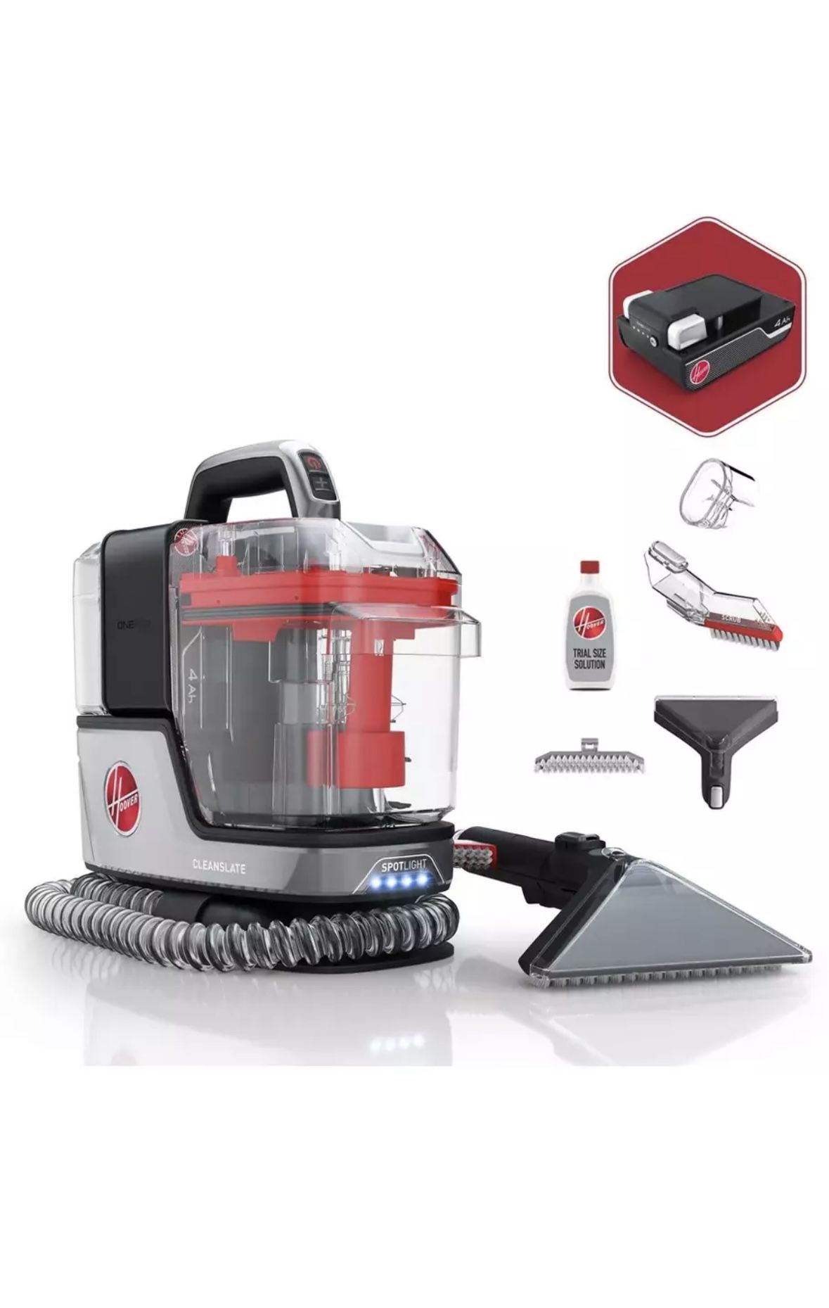 Hoover ONEPWR CleanSlate Cordless Portable Carpet + Upholstery Spot Cleaner Machine
