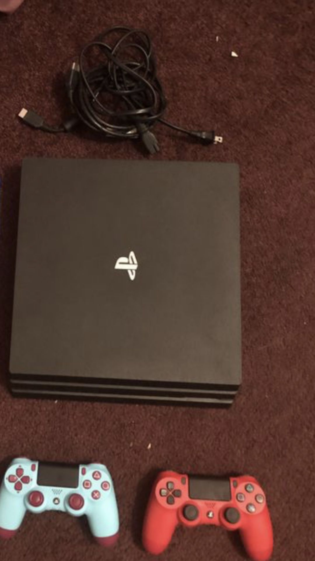 Like- new PS4 Pro original cables and 2 controllers