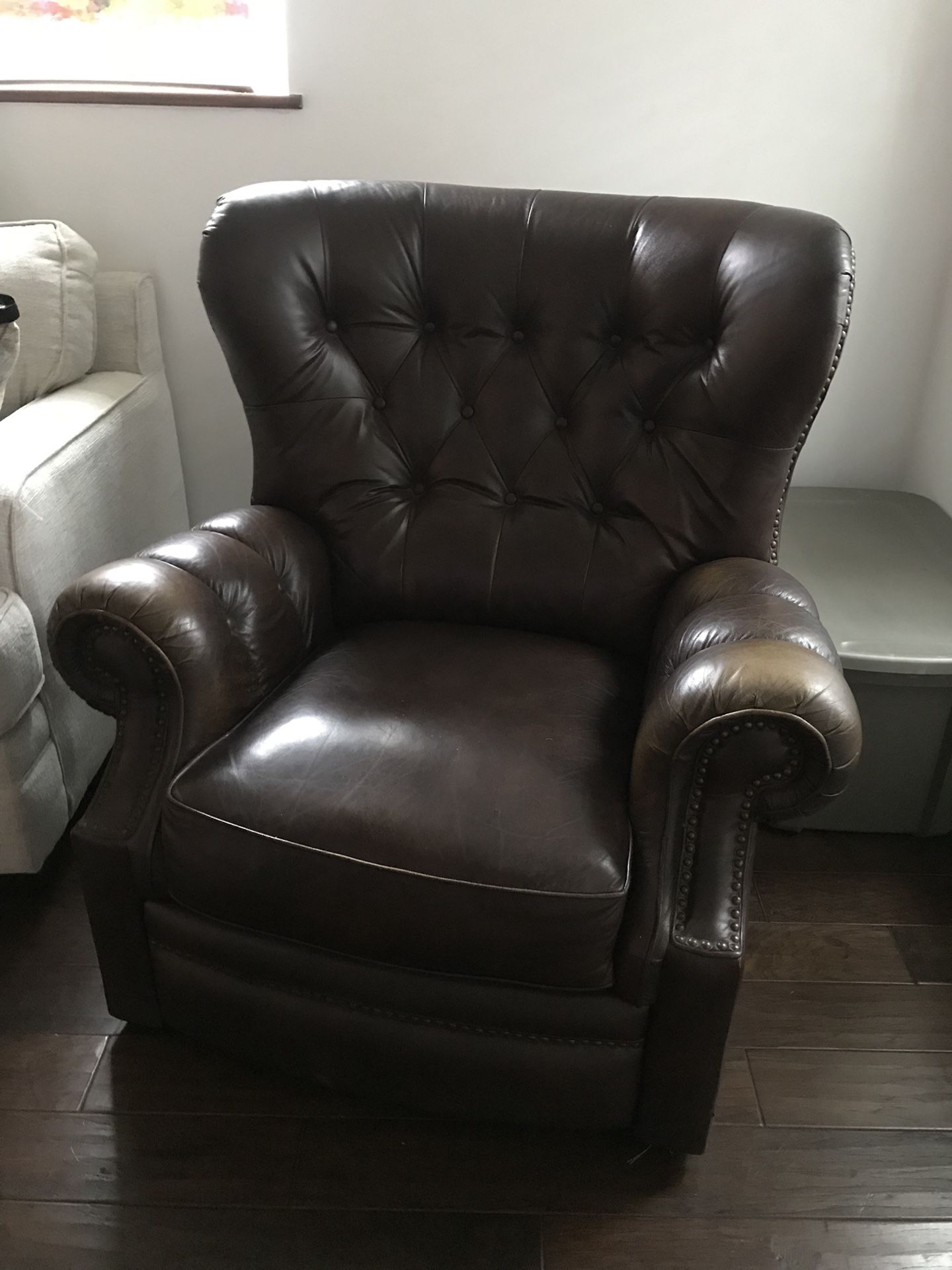Brown luxury leather recliner chair