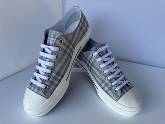New Burberry Jack Lace-Up Sneakers Size 10 Menās Tennis Shoes Gray Check