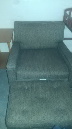 Brown chair with ottoman