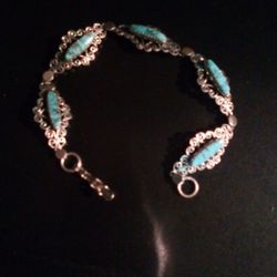 Vintage Sterling Silver And Turquoise Bracelet.