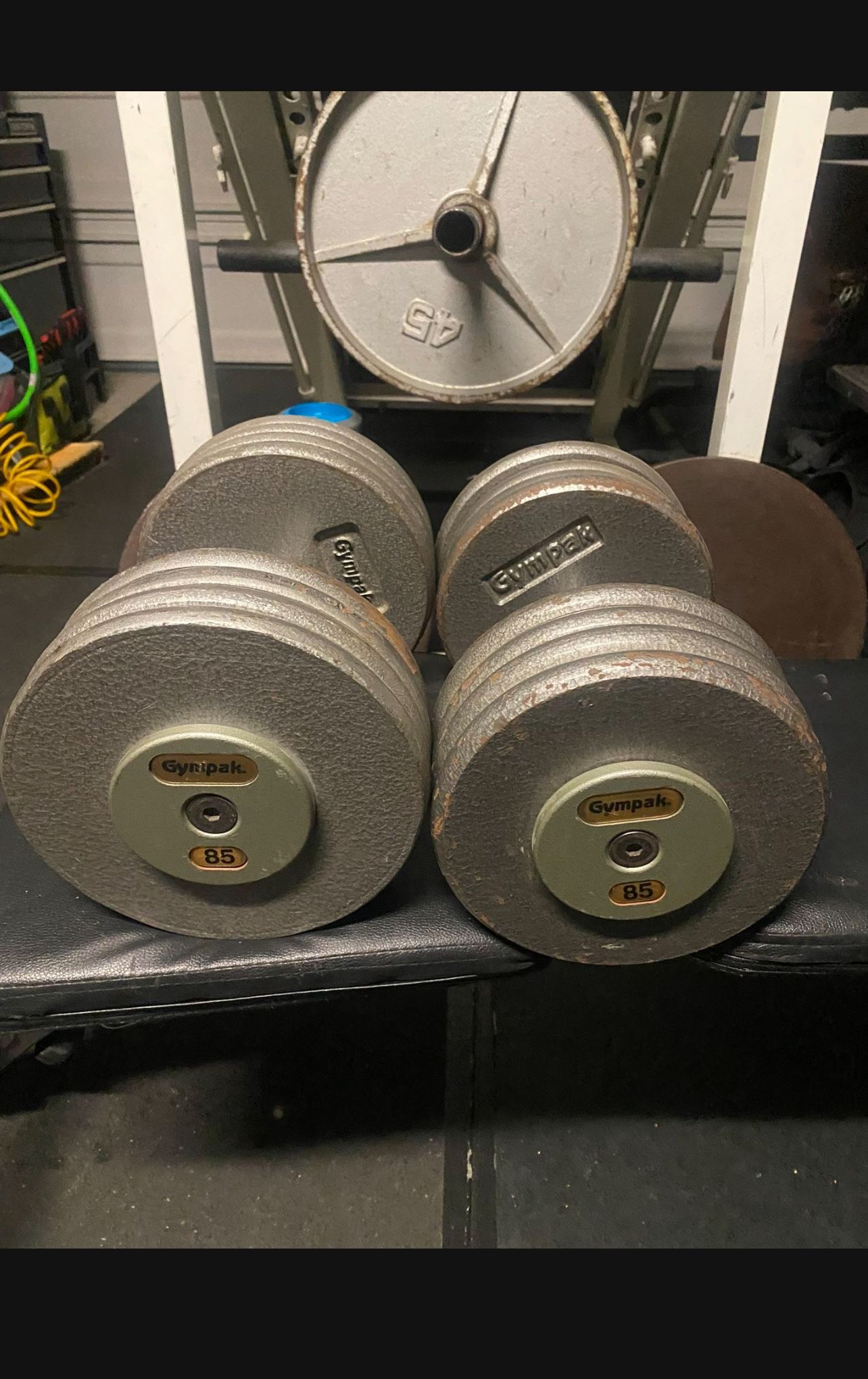 Set Of Two 85 Pound Dumbbells