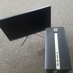 Hp Pavilion Computer And Lenovo Monitor .