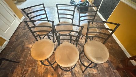 Set of 6 Counter Height Chairs / Bar Stools – Metal Frame