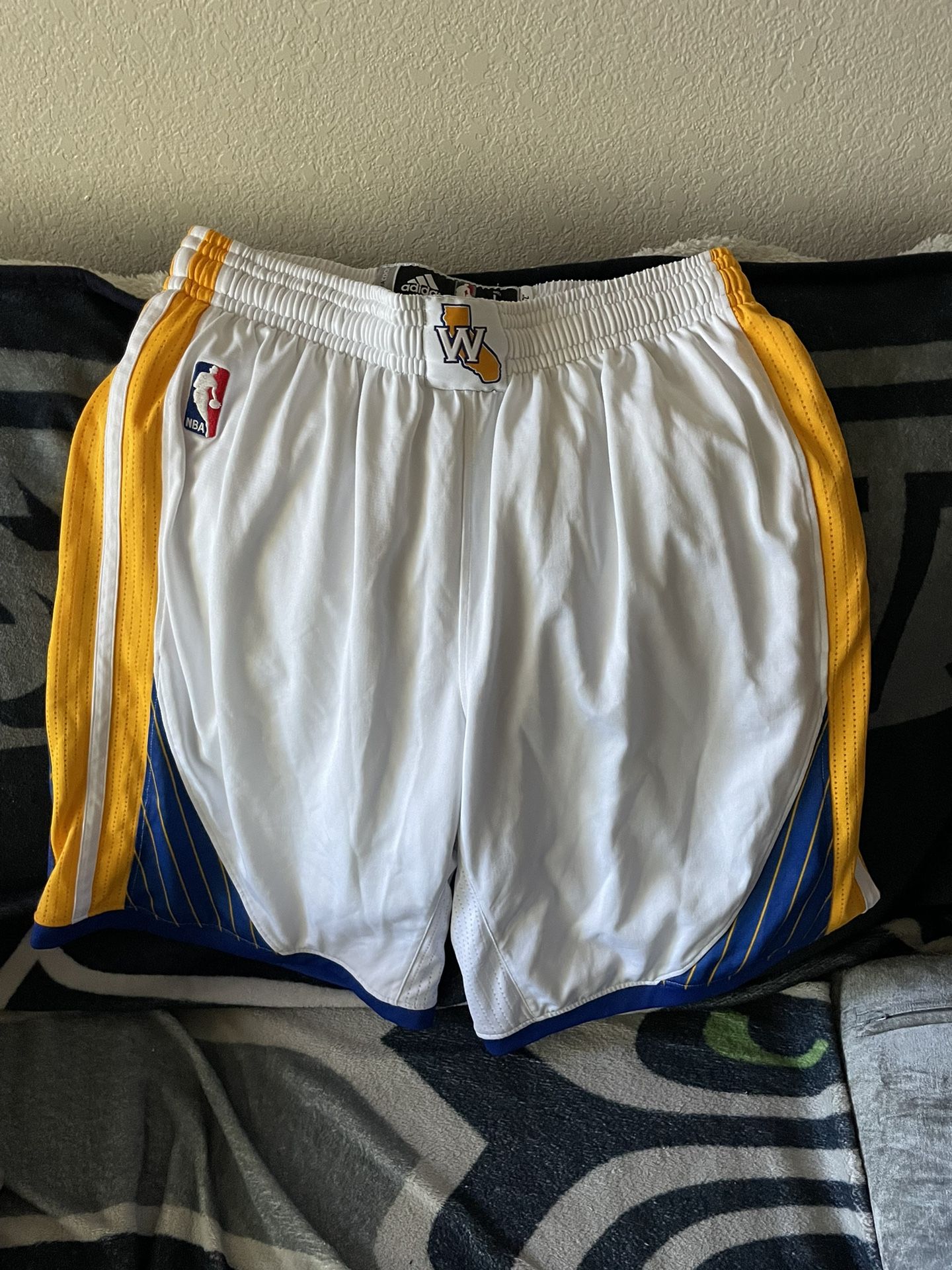 Golden State Warriors Game Worn Shorts Size Large Adidas Authentic NBA Home 2012