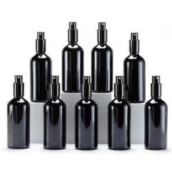 YIZHAO Black Glass Spray Bottles 4oz, with Small Fine Mist Spray, Metal Cap, Refillable for Essential Oil,Travel,Cleaning,Perfume,Aromatherapy,Makeup 