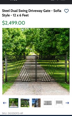 🆕 Steel Dual Swing Driveway Gate - Sofia Style - 12 x 6 Feet