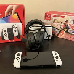 Nintendo Switch OLED, Case, Games, Extra Remote, Gaming Headphones, $300