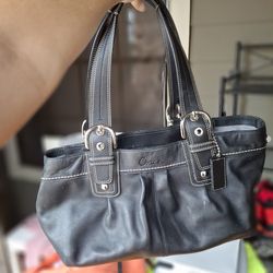 Coach black leather shoulder bag, classic everyday purse