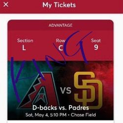 5 Tickets To Padres At Diamondbacks Is Available 