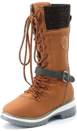 BRAND NEW IN BAGWinter Knee High Boots for Women Side Zipper Outdoor Thermal Low Heel Wide Calf Combat Riding Boots Warm Shoes (Brown, 10) Sole materi