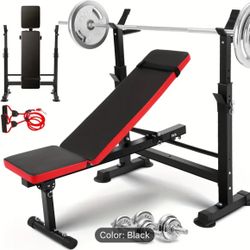 All In One 3S Fast Folding Home Gym Equipment, Professional Workout Bench Set With Squat Rack, Adjustable & Foldable Weight Bench Press Set With Leg D