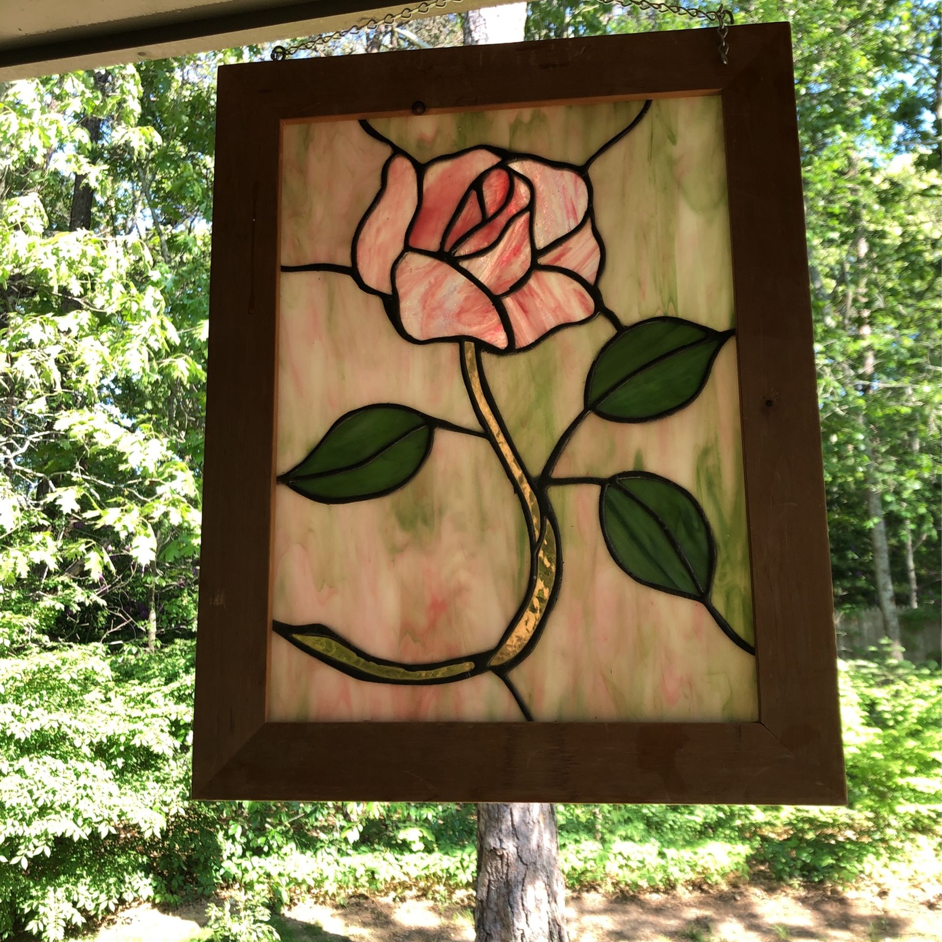 Stained Glass Framed Rose