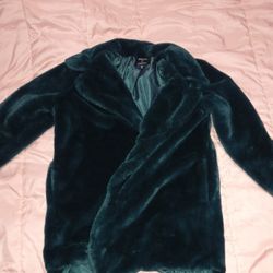 Ashley by 26 International Faux Fur Teddy Bear Coat In Emerald Green