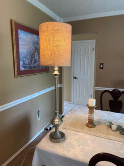 Brushed nickel lamp