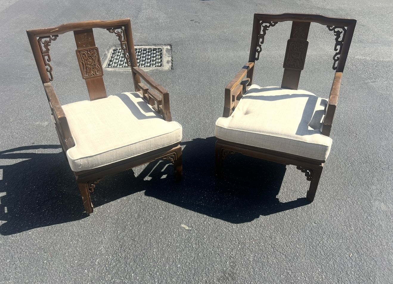 Asian Carved Hardwood Chairs