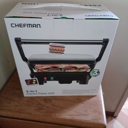 CHEFMAN Panini Press Grill, 3-in-1, Grill Open Flat.