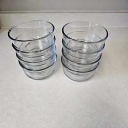 VINTAGE: LOT OF 8 ANCHOR HOCKING 2 OZ INDIVIDUAL BOWLS CLEAR GLASS RETIRED (MICROWAVE SAFE)