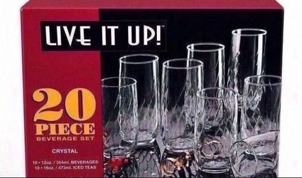 Live It Up! 20-Piece Crystal Beverage Glass Set
