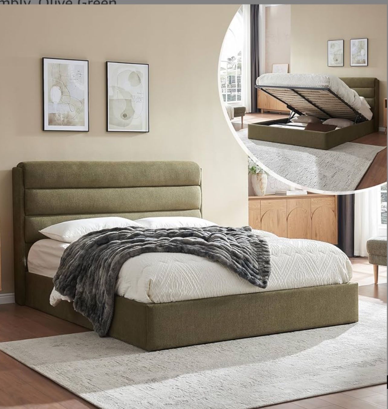 Green Queen Storage Bed Frame