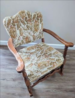 Vintage Tapestry Rocking Chair Cottagecore Grannycore