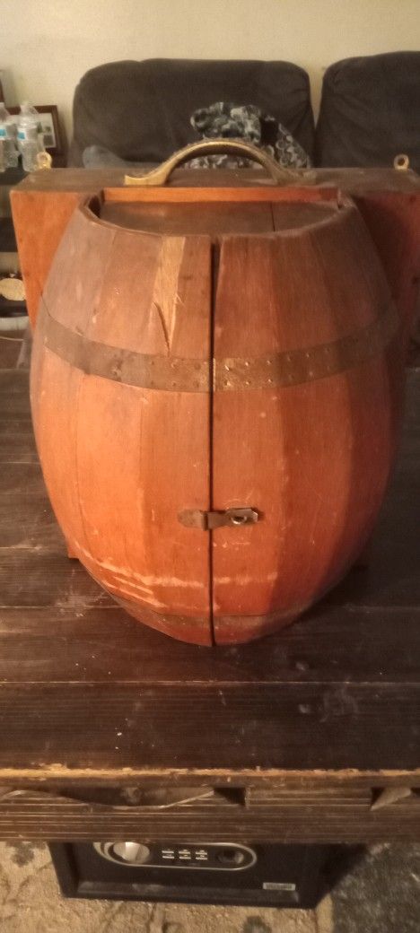 Mid Century Wall Hanging Barrel Bar