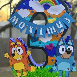Number 3 Bingo & Bluey Piñata 