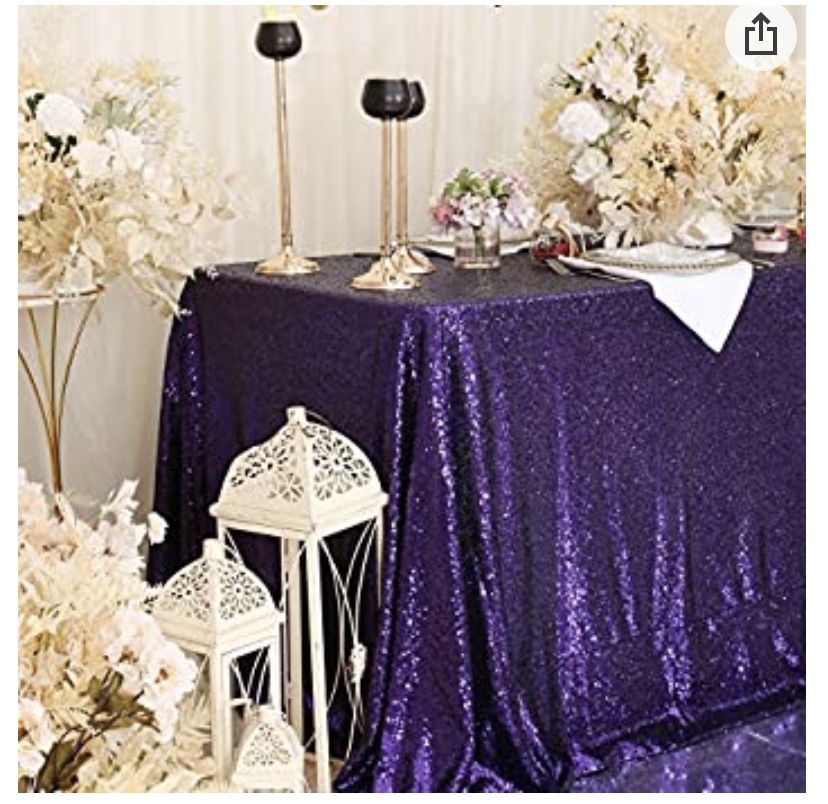 Purple Sequin Table Cloth