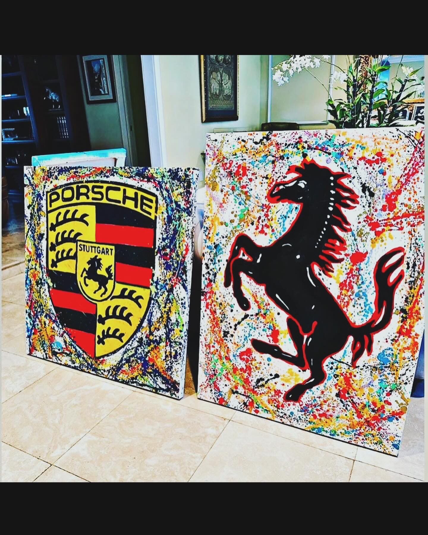 Ferrari And Porsche Paintings 30x40