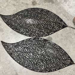 Pair of metal leaf wall art