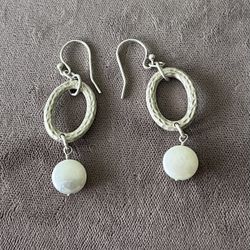 Silpada Silver Drop Pearl Dangle Earrings 