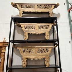 Solid Wood Bamboo Motif Storage Console - Gadang 